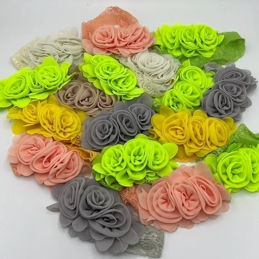 HEADBANDS SET OF 17 HOMEMADE SOLID COLOR FLORAL LACE BABY GIRL New without tags